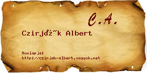 Czirják Albert névjegykártya